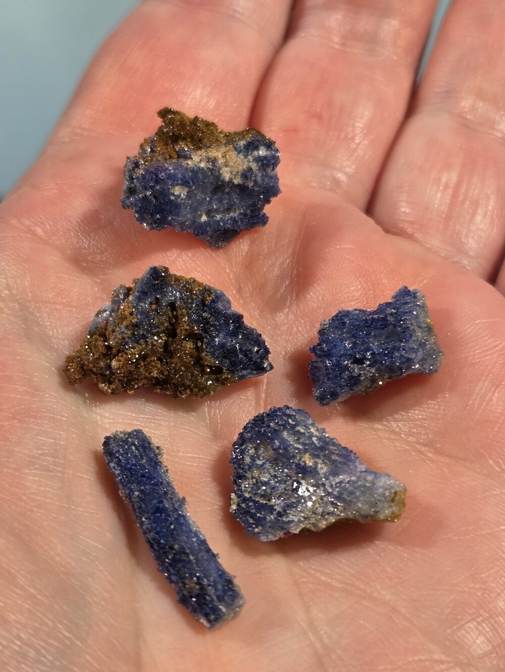 Beautiful Lab Grown Blue Velvet Sapphire Corundum Freeform Specimen Lot of (5)